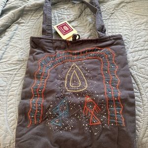 Blue tote bag from India with jewels